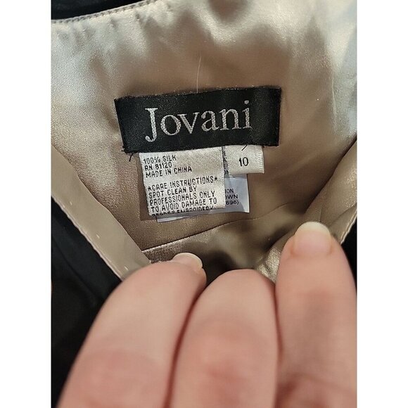 Jovani Women's Mini Dress Layered Silk One Shoulder Formal Black Size‎ 10 - Picture 4 of 6